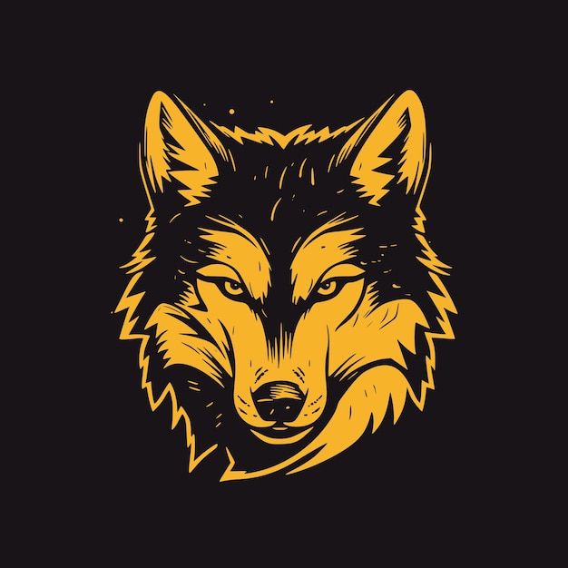 A wolf head on a black background