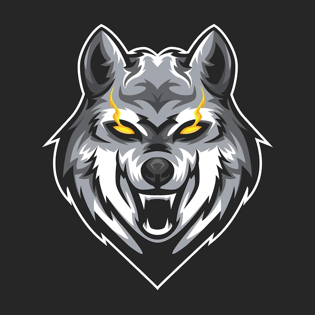 wolf head esport logo team for gaming