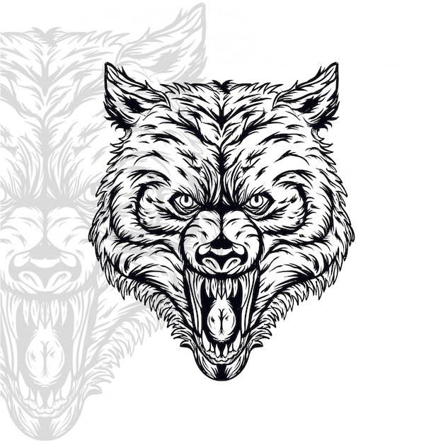 Wolf head furious vector illustration