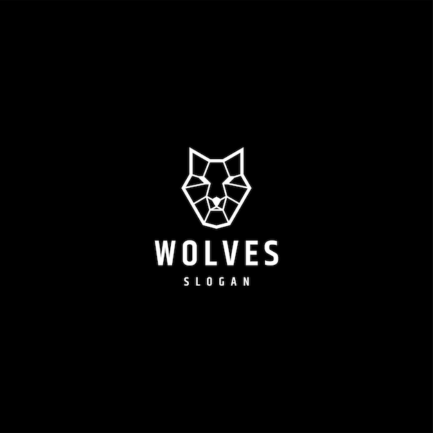 Wolf head geometric logo design template