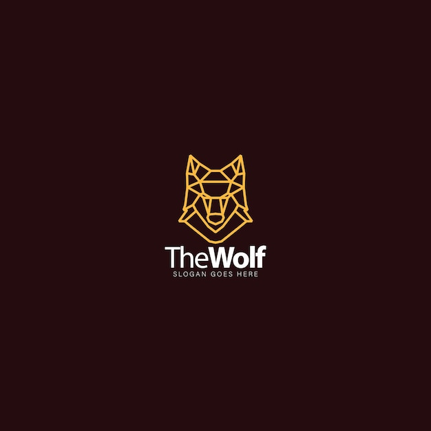 Wolf head geometric polygon line logo branding