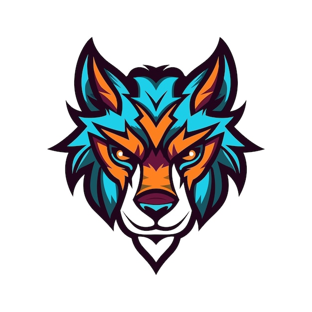 wolf head hand drawn logo design illustration