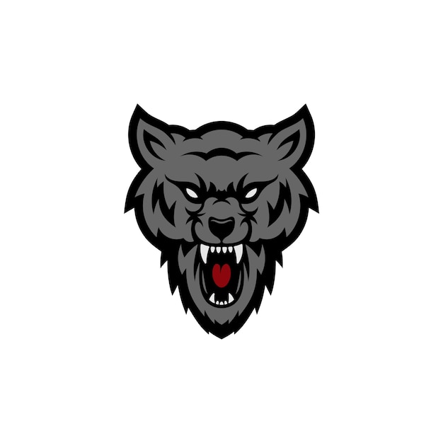 Wolf head illustration Logo Design Wolf mascot vector art Frontal symmetric image of wolf looking dangerous