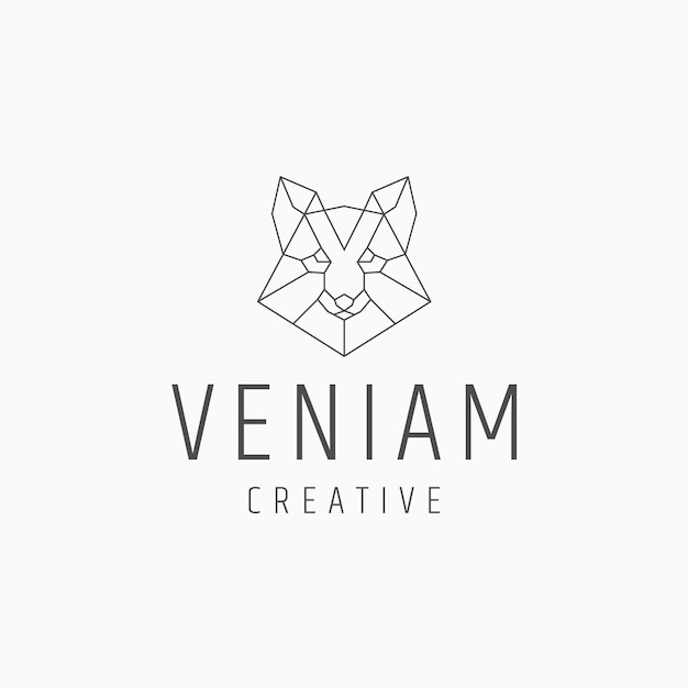 Wolf head line art outline logo icon design template