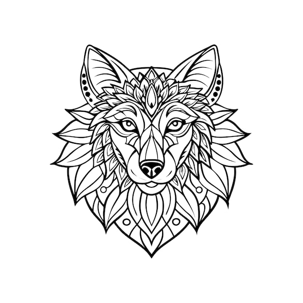 Vector wolf head mandala