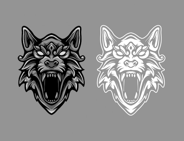 wolf head mascot logo illustration