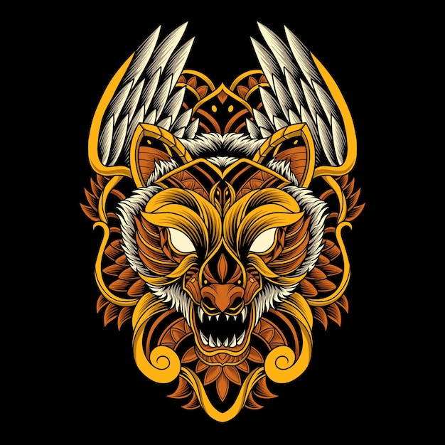 Wolf head ornament illustration