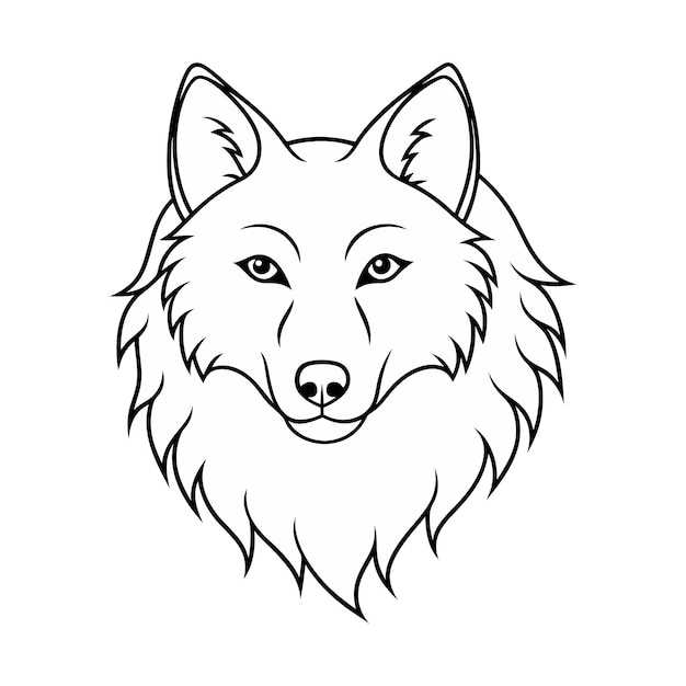 Vector wolf head vector outline illustration