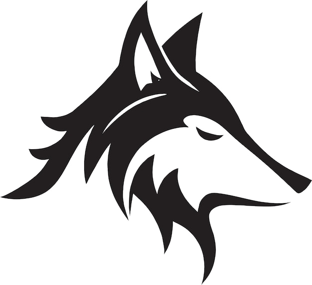 A wolf head with a black outline on the face.