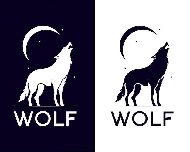 Wolf howling designed using on moonlight background graphic vector