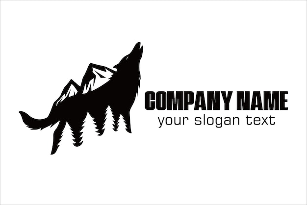 wolf howling vector illustration. nature logo, sign and symbol