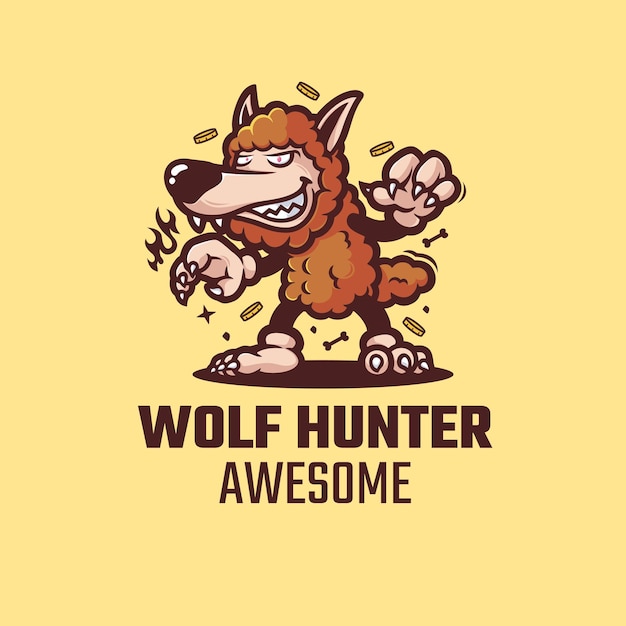 Vector wolf hunter logo