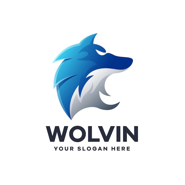 Wolf Illustration Gradient Logo Design