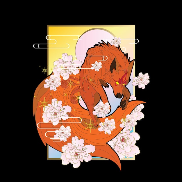 wolf illustration with japanese style for kaijune event