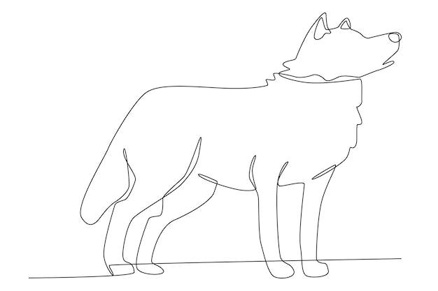 A wolf illustration for world wildlife day one line art