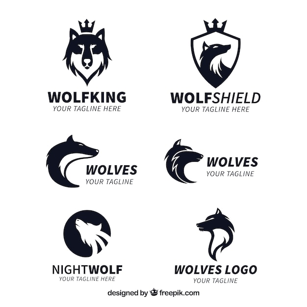 Vector wolf king logo collection