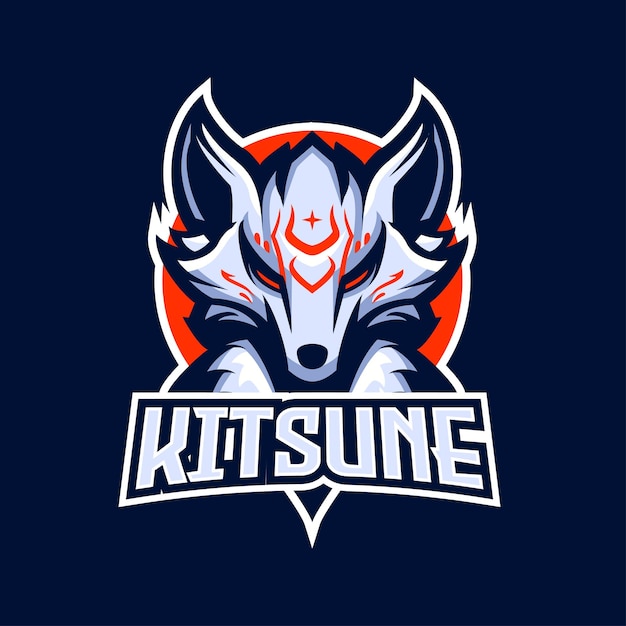 Wolf Kitsune Mascot Logo Illustration