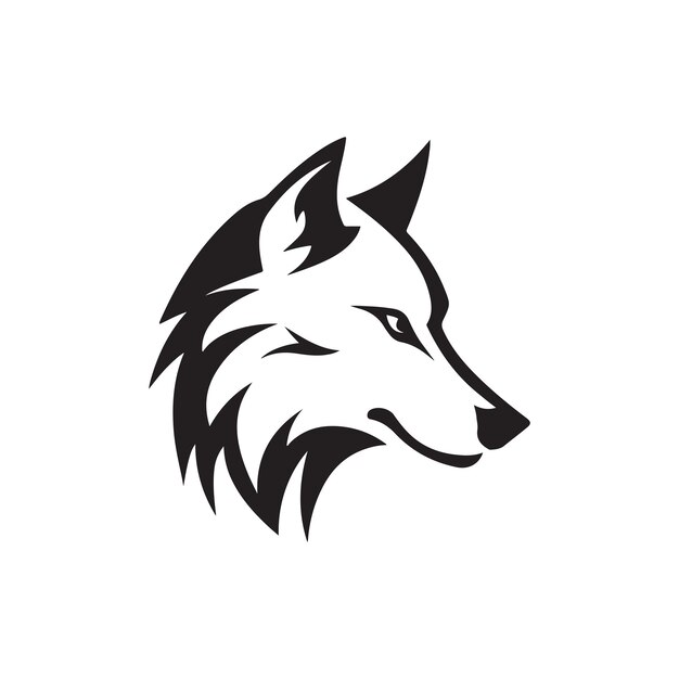 Wolf logo concept black and white color hand drawn illustration