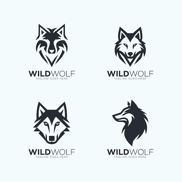 Wolf logo design vector Wolves head logo design template for a gaming logo