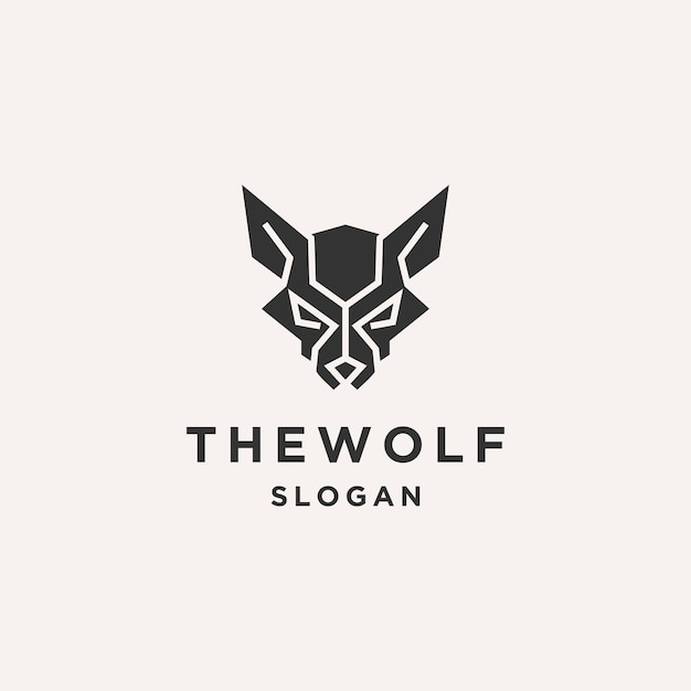 Wolf logo line art icon vector template