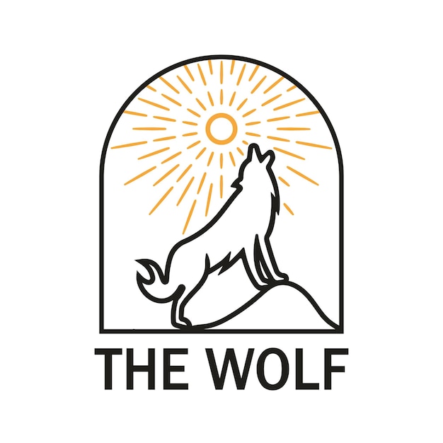 Wolf logo template design vector retro vintage