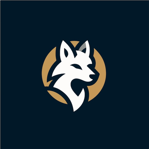 Vector wolf logo with a simple style and a combination of gold and black