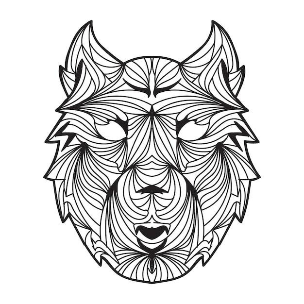 Wolf mandala vector illustration