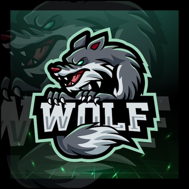 Vector wolf mascot esport logo badge