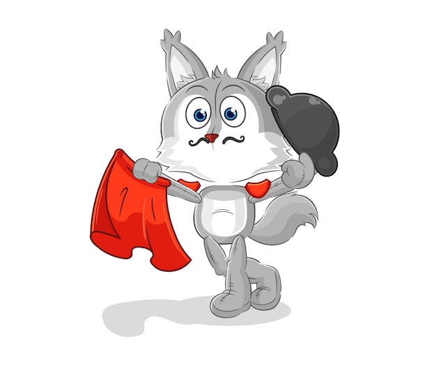 Wolf matador with red cloth illustration character vector