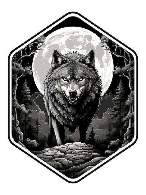 wolf in the night vector illustration design for tshirt stickers and others