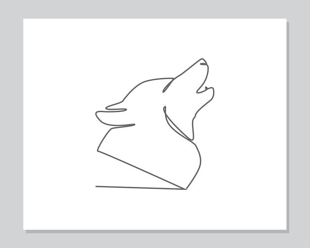 Wolf roar continuous one line illustration