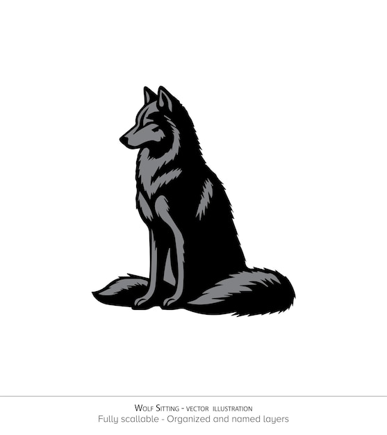 Vector wolf sitting vector illustration