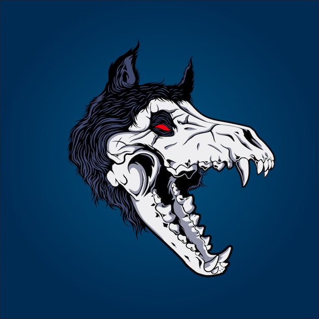 Vector wolf skull