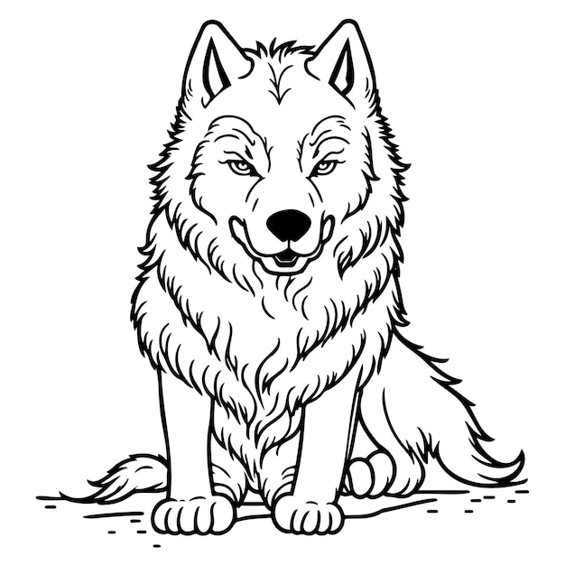 Wolf vector line art