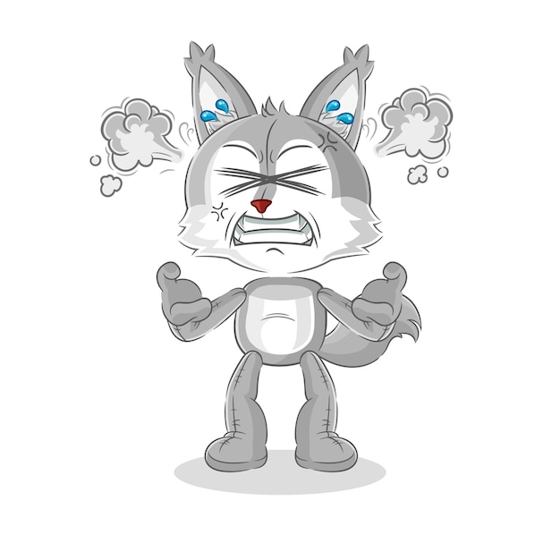 Wolf very angry mascot cartoon vector