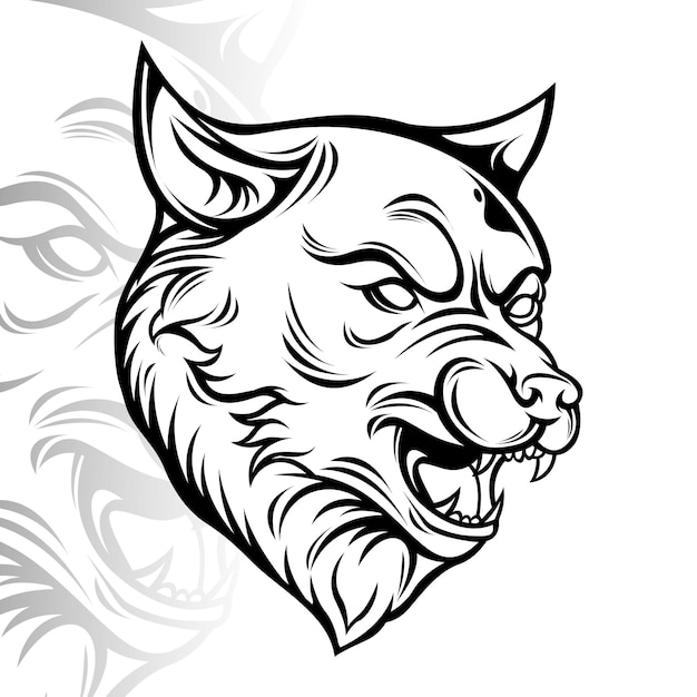 Wolf vintage line art