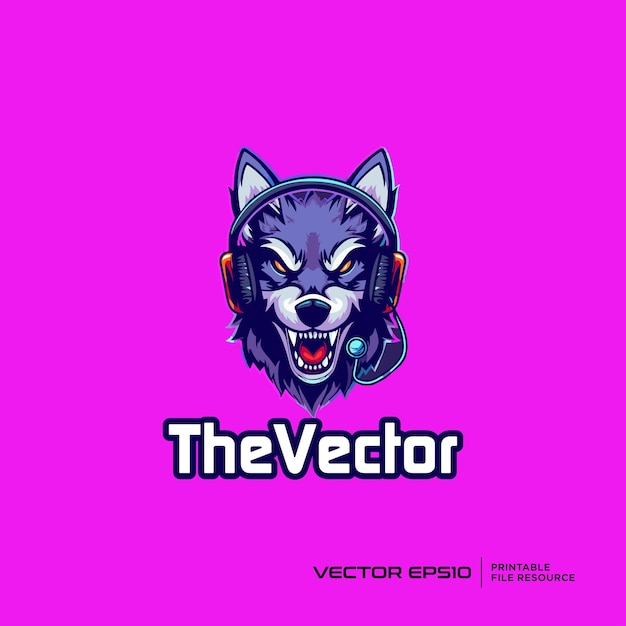 Vector wolf wearing headphone mascot vector logo character cartoon illustration eps10