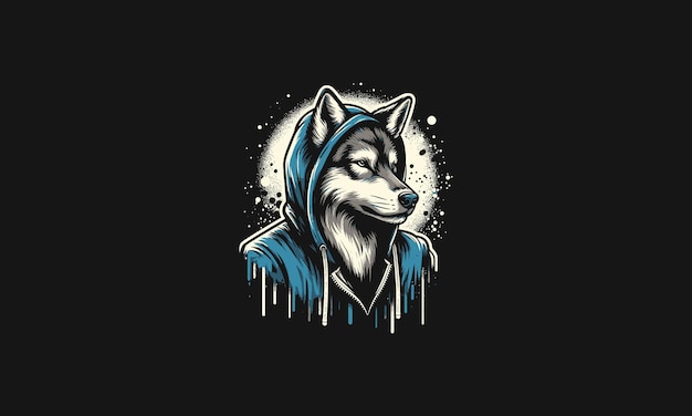 wolf wearing jacket vector artwork design