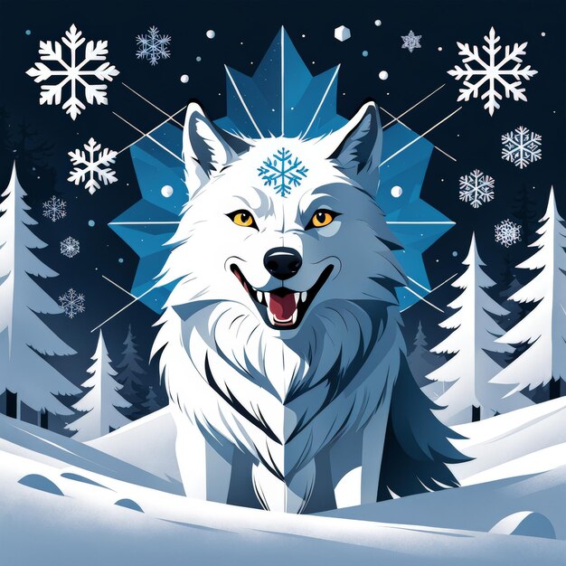 wolf on the winter background vectorwolf vector