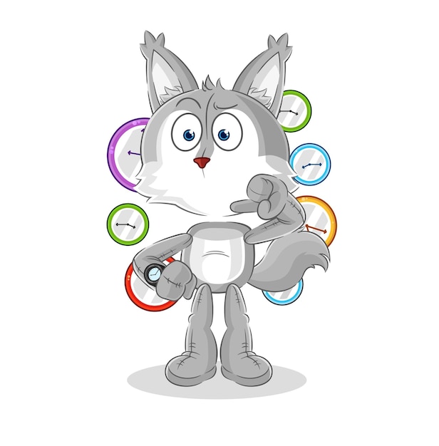 Wolf with wristwatch cartoon cartoon mascot vector