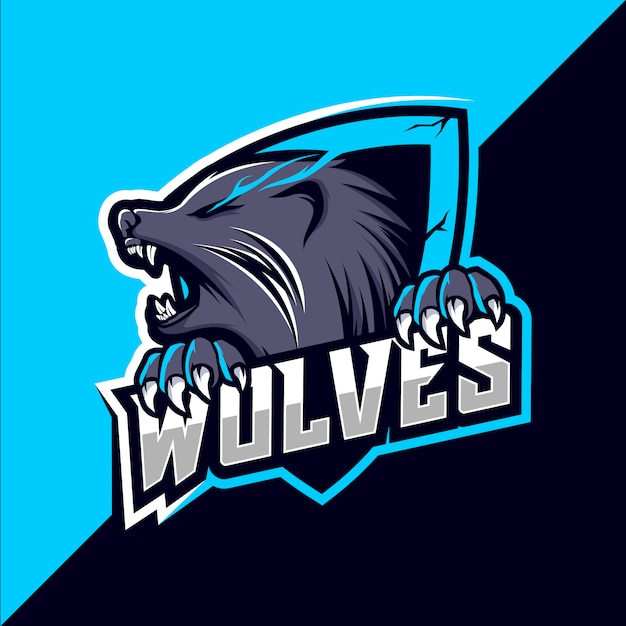 Wolf wolves mascot esport logo design