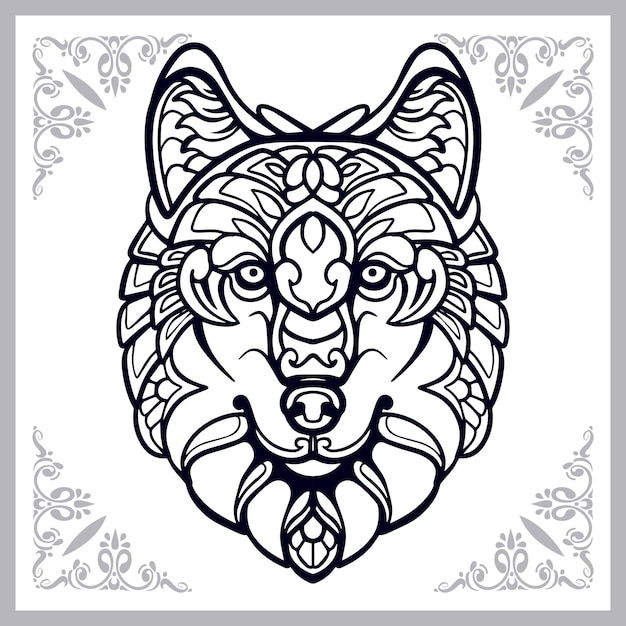 Wolf zentangle arts isolated on white background