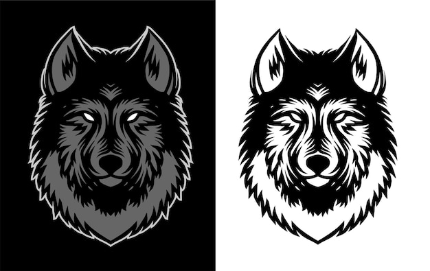 Wolves detail illustration for shirt design template