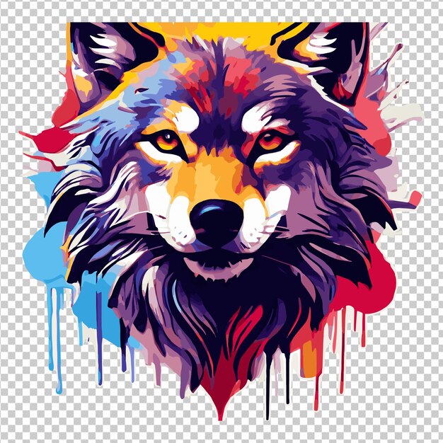 Vector wolves head digital sticker isolated on transparent background