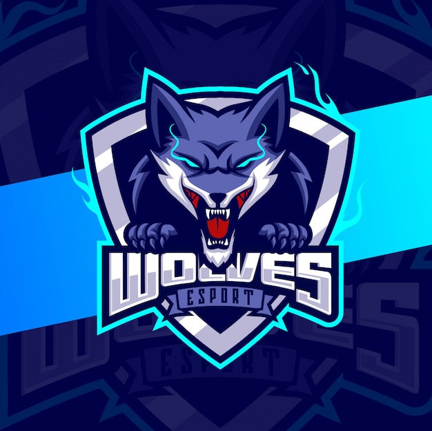 wolves mascot esport logo design