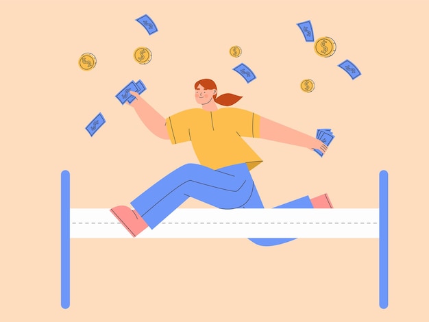 woman achieve her financial freedom illustration