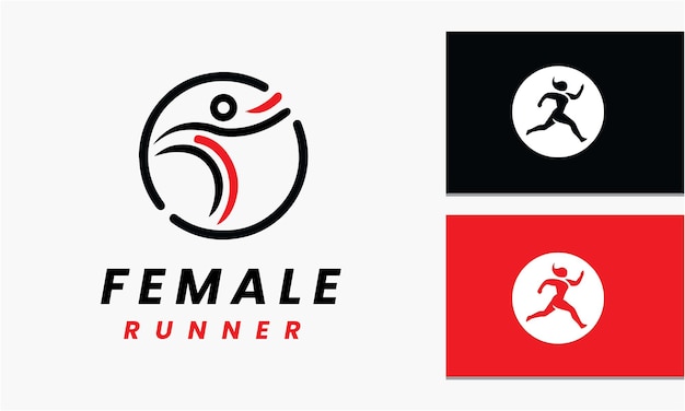 Woman athletic sport logo icon vector design concept minimalist modern unique template