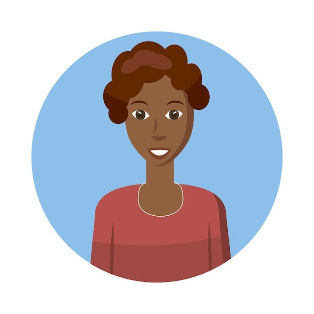 Woman avatar icon in cartoon style isolated on white background Darkskinned woman avatar profile picture