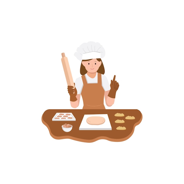 Woman Baking Cookies in the kitchen