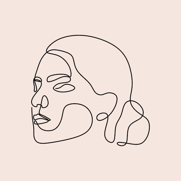 Woman beautifull face oneline continuous single line art